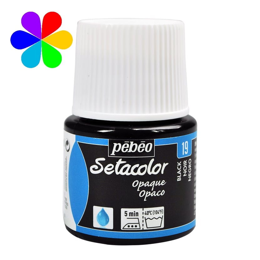 Peinture Setacolor pour tissus opaques Pébéo 45 ml - Noir - Peinture textile