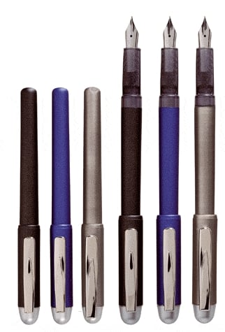 Stylo plume - Encre bleue effaçable - Argent - Corps en métal