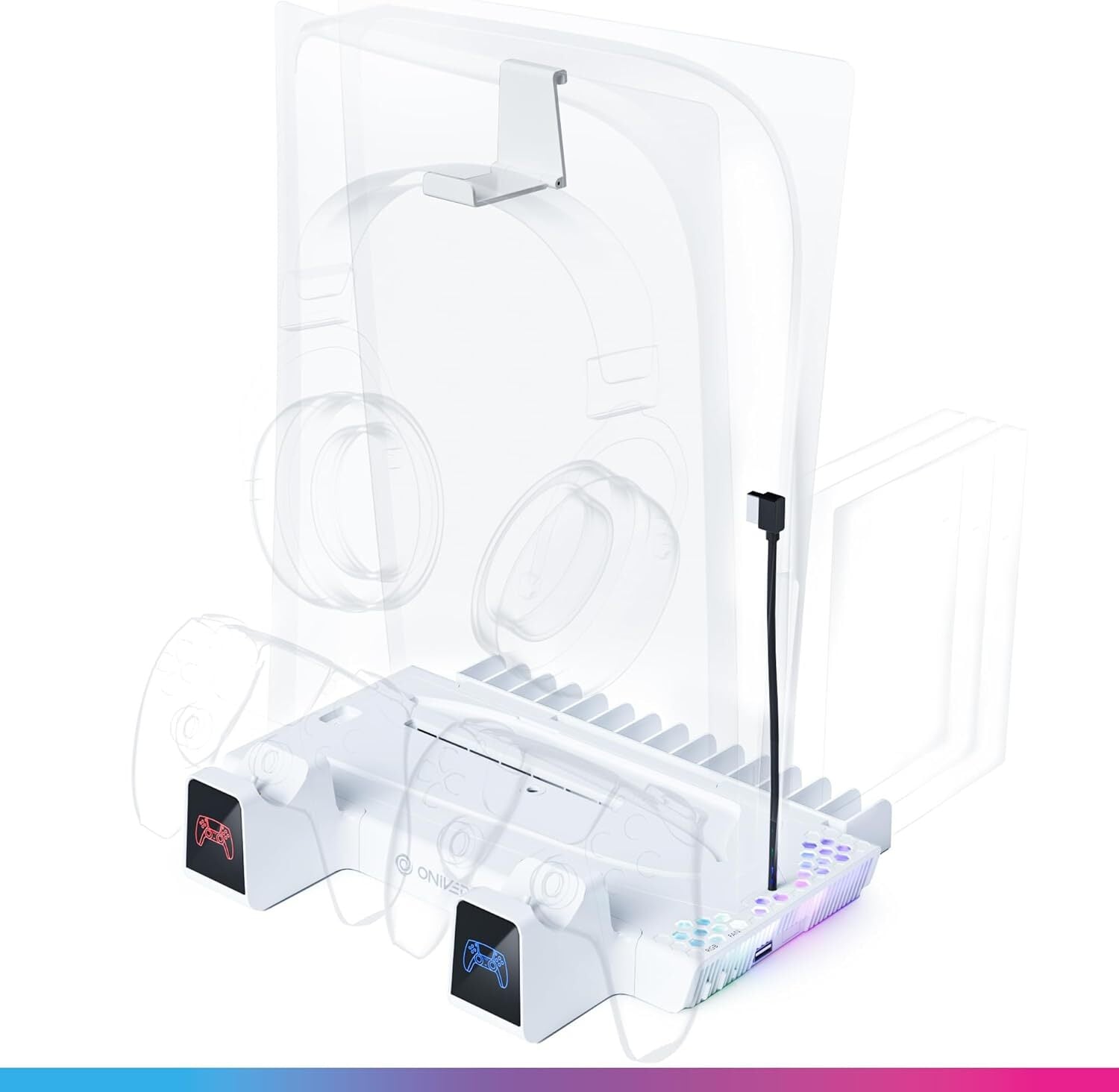 Support Oniverse Nexus 5 Station de chargement Compatible PS5 Éclairage LED couleurs - vue 2