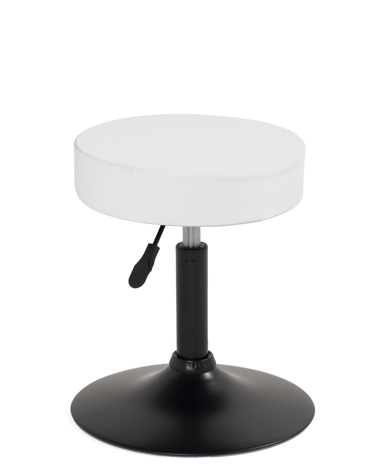 Tabouret simili rond rembourré pivotant hauteur réglable 43 à 57 cm YU (blanc Noir)