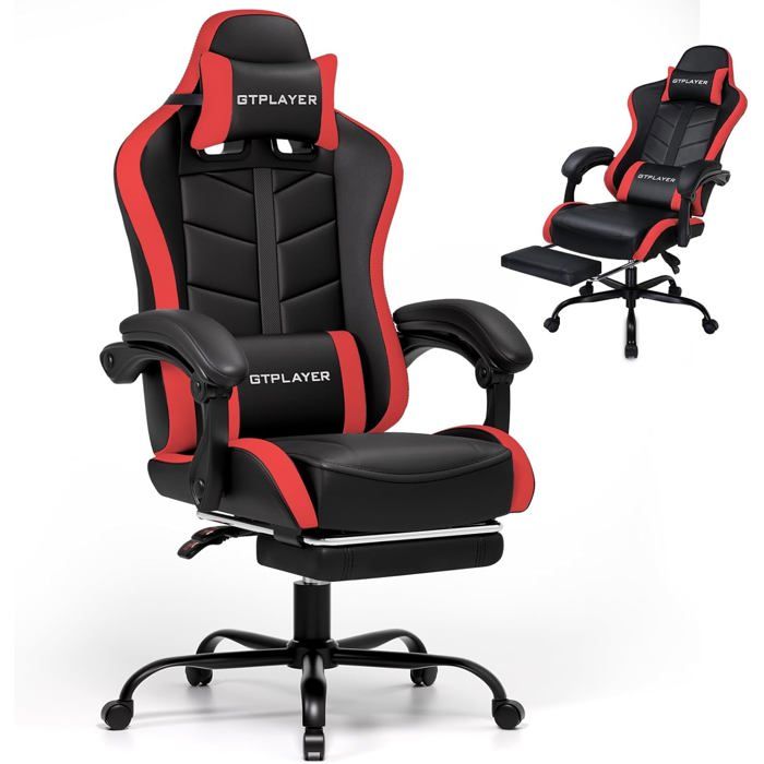 Fauteuil Gaming Chaise Gaming Ergonomique Avec Repose Pieds Appui Tête Réglable Support Lombaire - vue 6