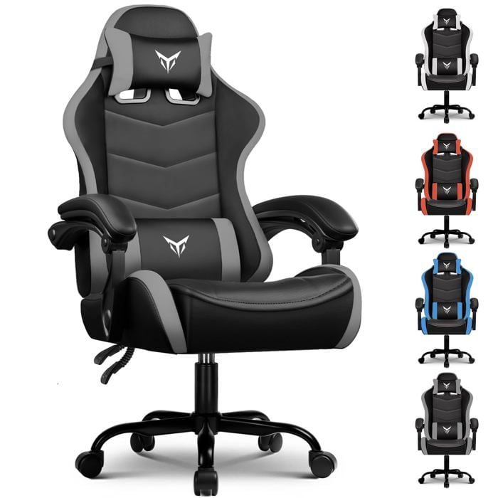 Chaise Gaming Ergonomique avec Support Lombaire et Appui Tête Réglables Fauteuil de Bureau - vue 7