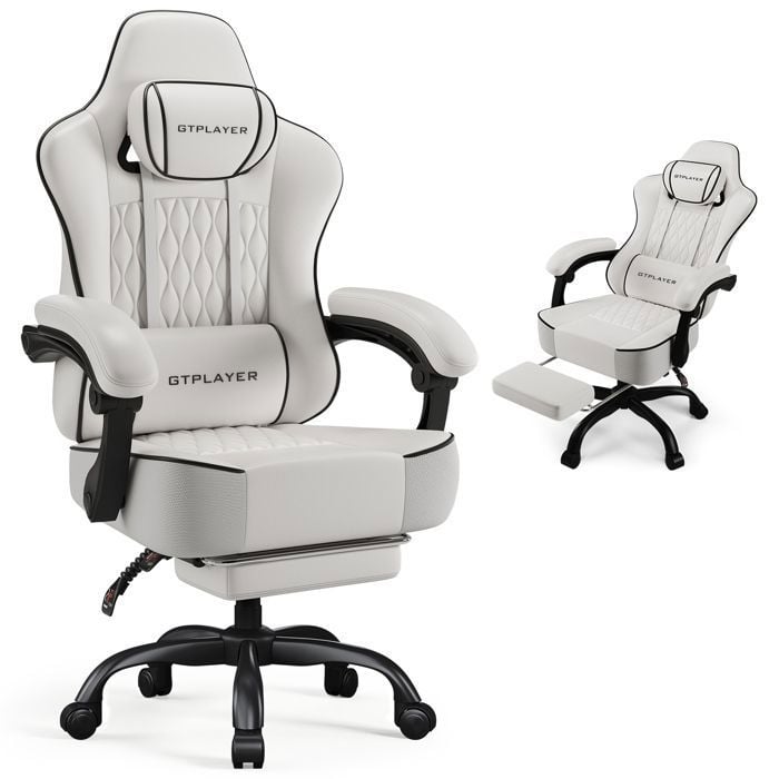 Chaise Gaming Ergonomique Synchrone Accoudoirs Réglables Coussins LombaireTête Siège Épais Tissu - vue 3