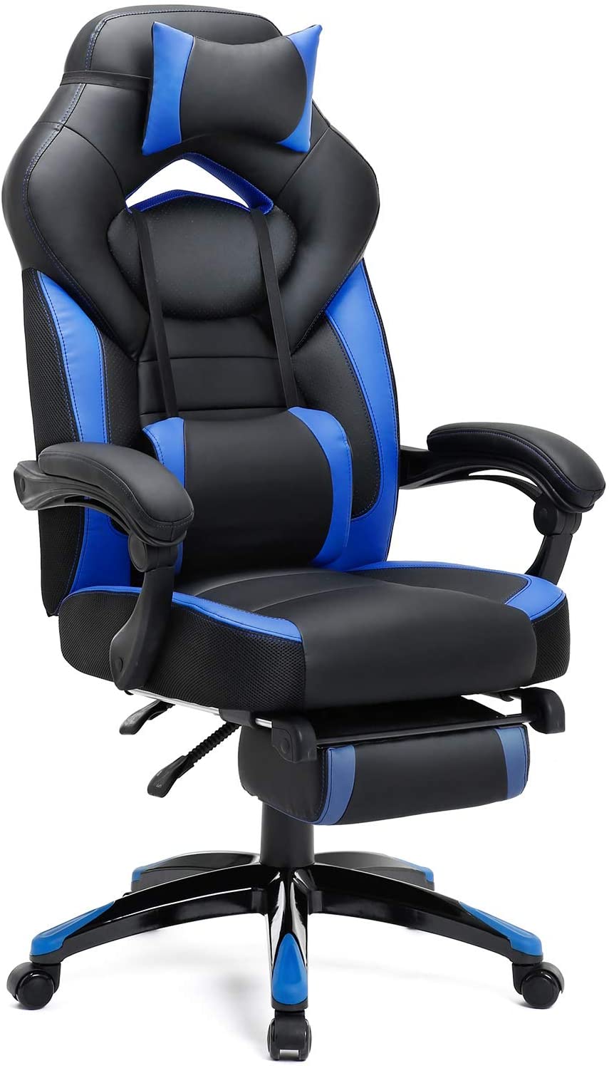 Fauteuil gamer ergonomique chaise gaming fauteuil de bureau avec repose-pieds télescopique appui-tête