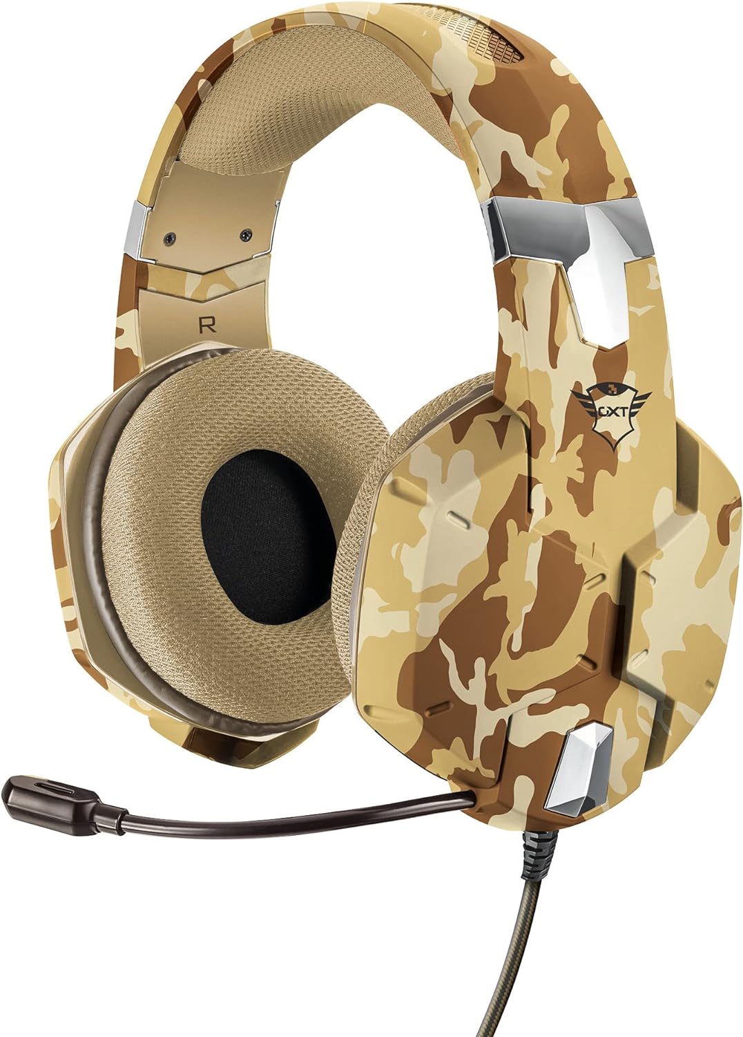 Trust Gaming Casque Gamer GXT 322D Carus Casque Micro pour Consoles et PC, Filaire, Jack 3.5mm, Câble 1m, Microphone Flexible pour PS4, PS5, Xbox Series X, Xbox One, Nintendo Switch - Camo Désert