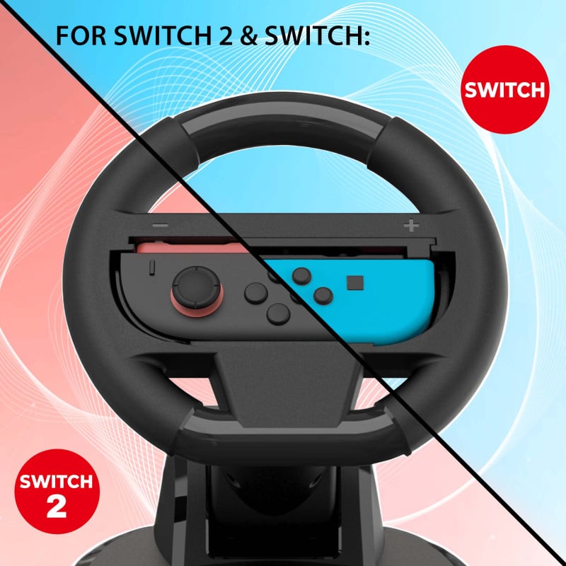 Subsonic Volant de course pliable pour Joy Con Nintendo Switch et Switch 2 stand et support ventouses - vue 3