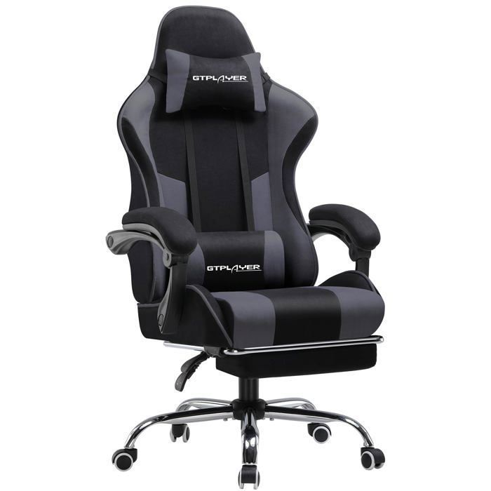 Chaise de gaming chaise de bureau Ergonomique avec Dossier réglable à 135° Tissu - vue 6