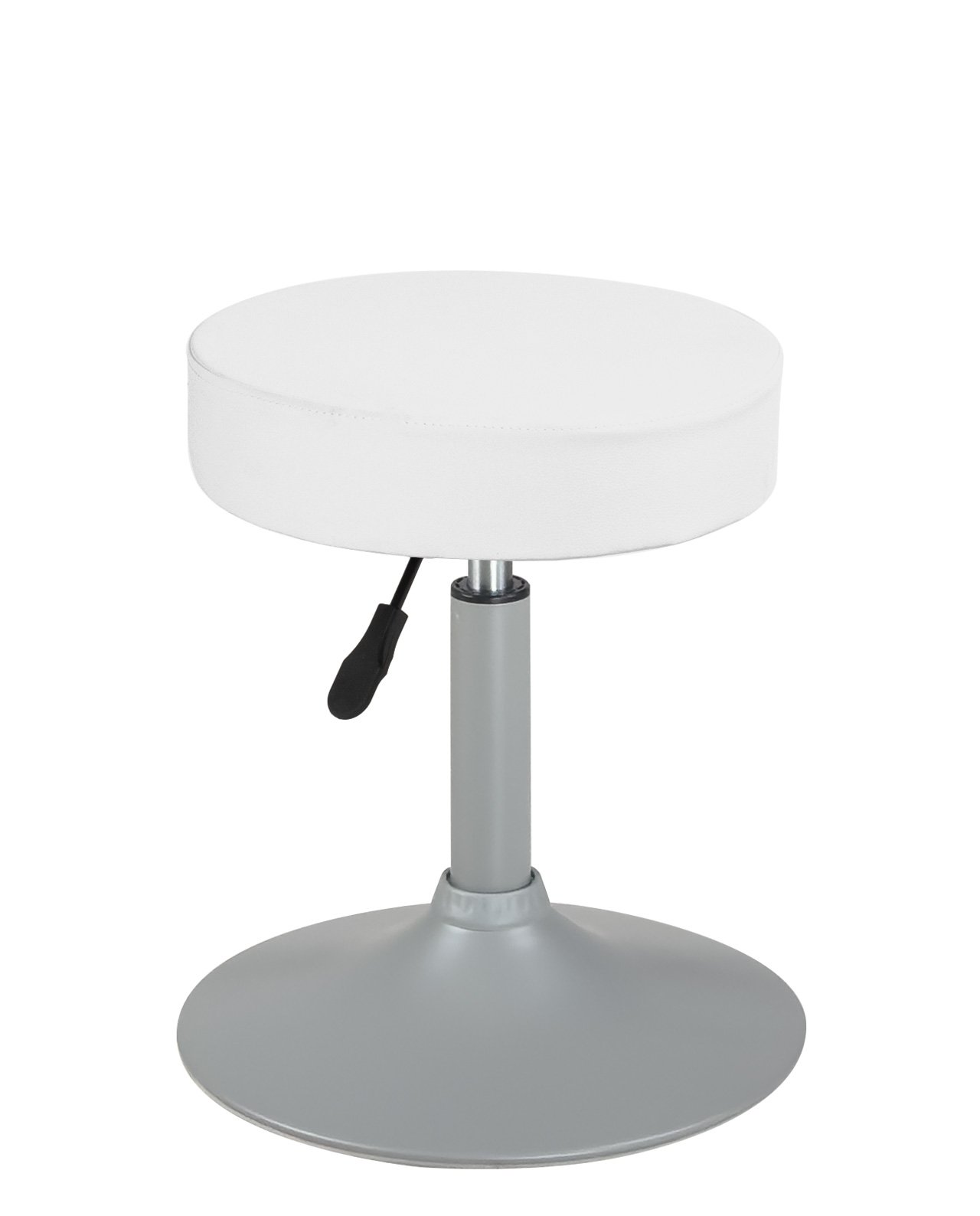 Tabouret simili rond rembourré pivotant hauteur réglable 43 à 57 cm YU (blanc Gris)