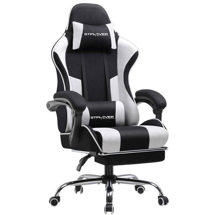Chaise de gaming chaise de bureau Ergonomique avec Dossier réglable à 135° Tissu - vue 3