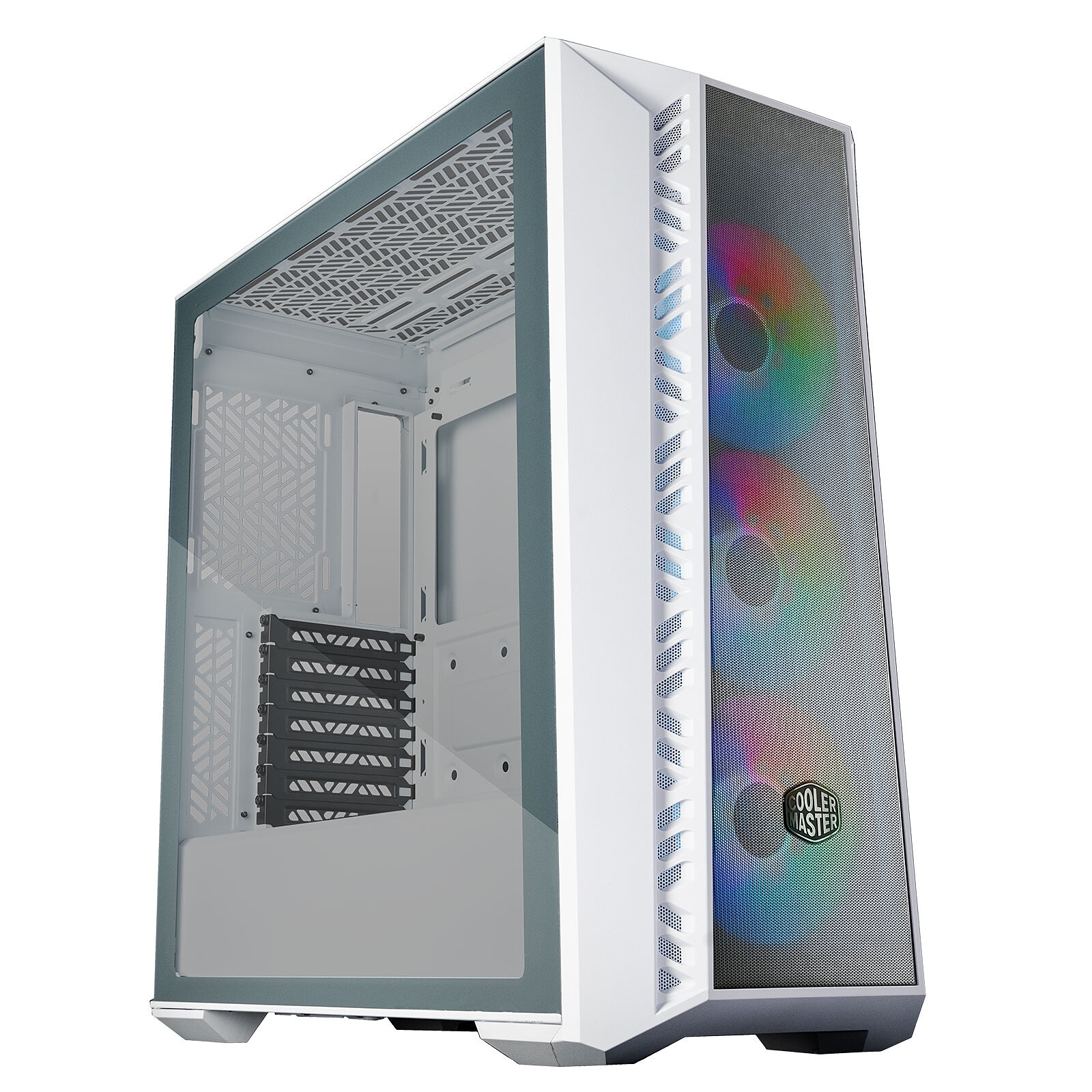 Boîtier PC COOLER MASTER Masterbox 520 Mesh White ARGB ATX - Acier, Plastique, Verre trempé - Blanc - 49,8 x 21 x 50,2 cm