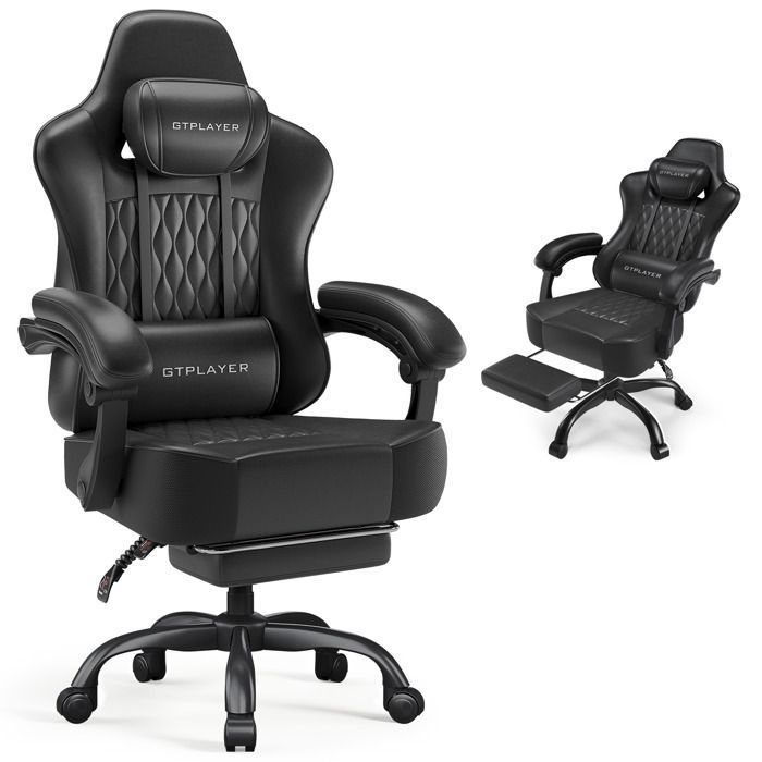 Chaise Gaming Ergonomique Synchrone Accoudoirs Réglables Coussins LombaireTête Siège Épais Tissu - vue 4