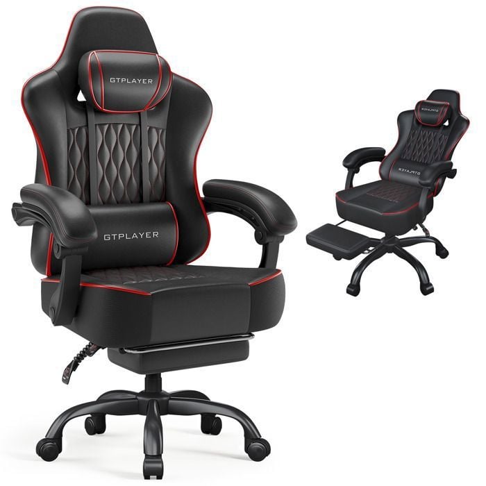 Chaise Gaming Ergonomique Synchrone Accoudoirs Réglables Coussins LombaireTête Siège Épais Tissu - vue 5