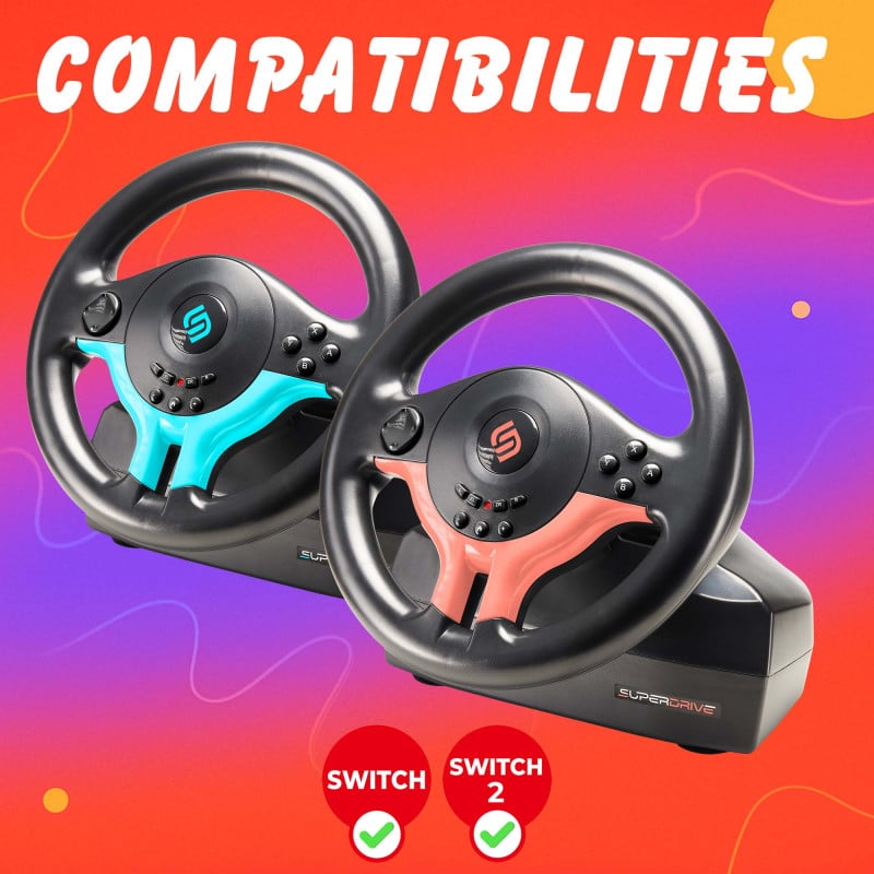 Volant Superdrive SV250 Volant de Course Switch 2 / Switch. Rotation à 180° avec pédales et palettes au volant  Edition - vue 3