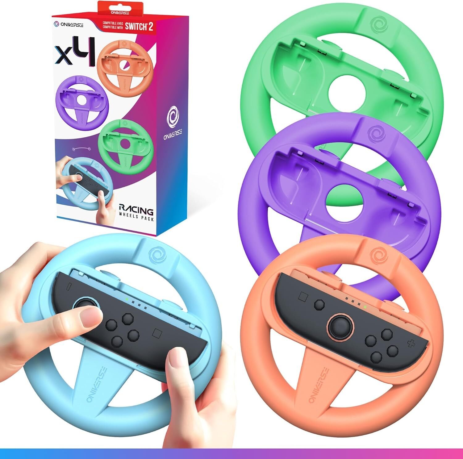 Pack de 4 Volants de Course pour Nintendo Switch 2 Oniverse Accessoires pour Mario Kart Supports Volant - vue 4