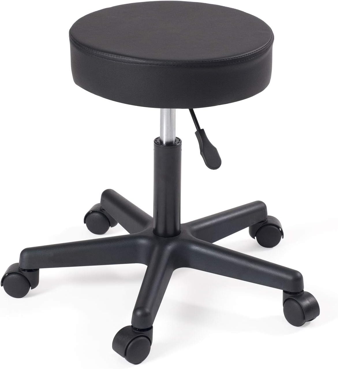 Tabouret à Roulettes Siège Rond Simili Rembourré Pivotant Hauteur Réglable YÉ (noir)