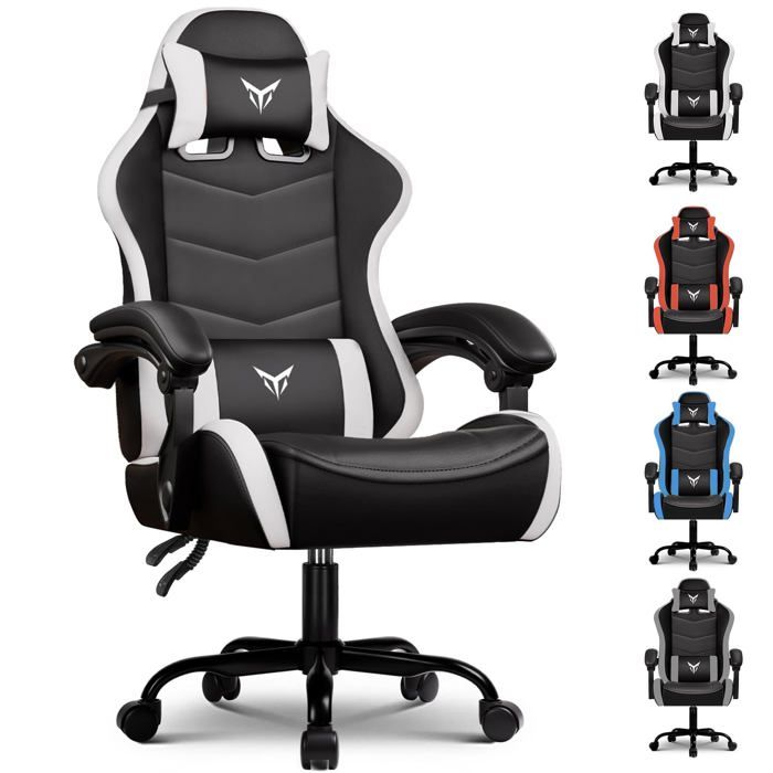 Chaise Gaming Ergonomique avec Support Lombaire et Appui Tête Réglables Fauteuil de Bureau - vue 6