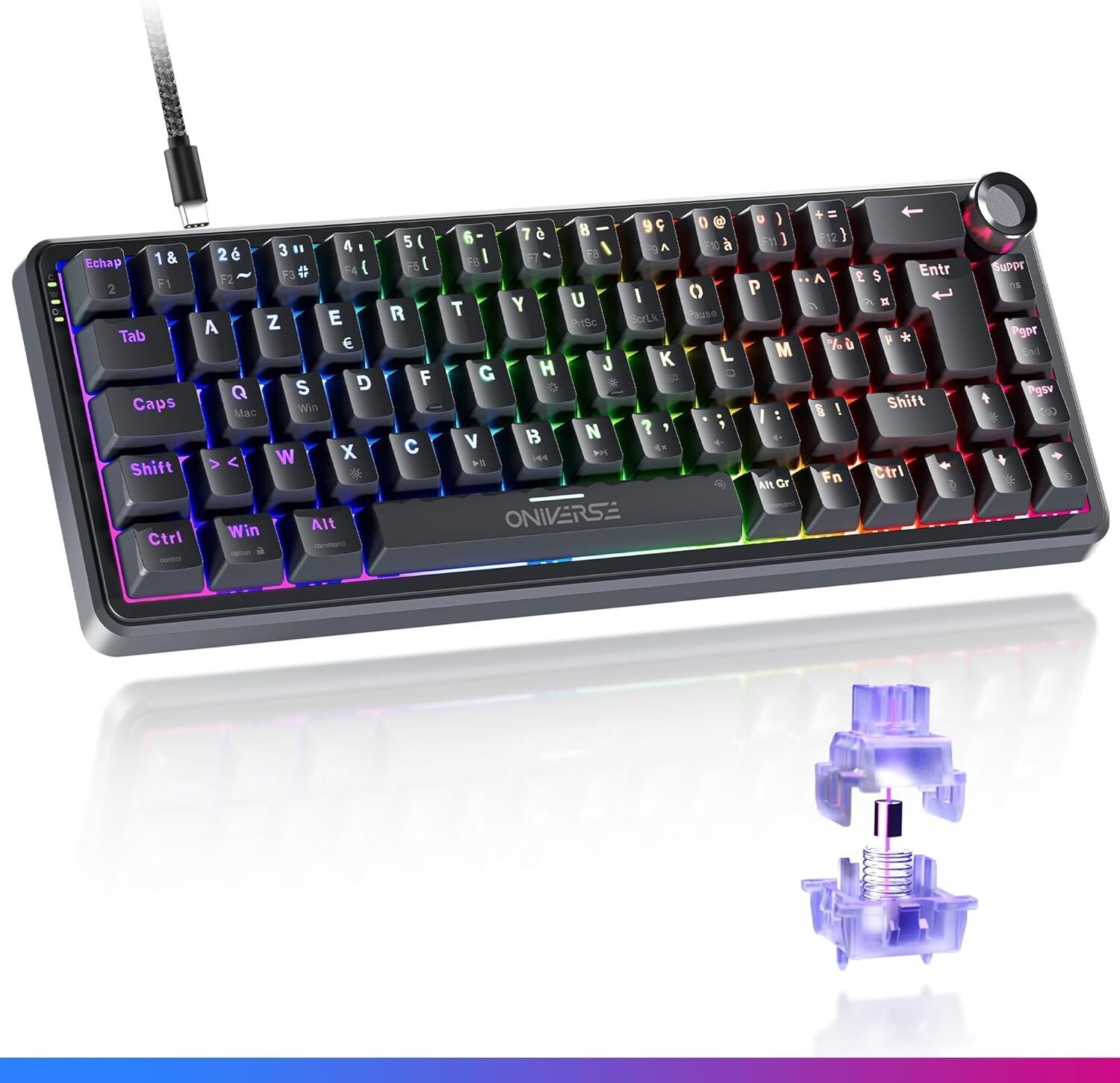 Clavier Gaming Filaire Oniverse Maegnus – 65% Hall Effect, RGB - vue 6