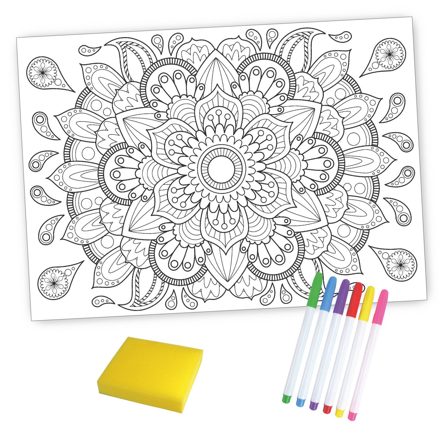 Kit enfant Coloriage set Mandala avec feutres