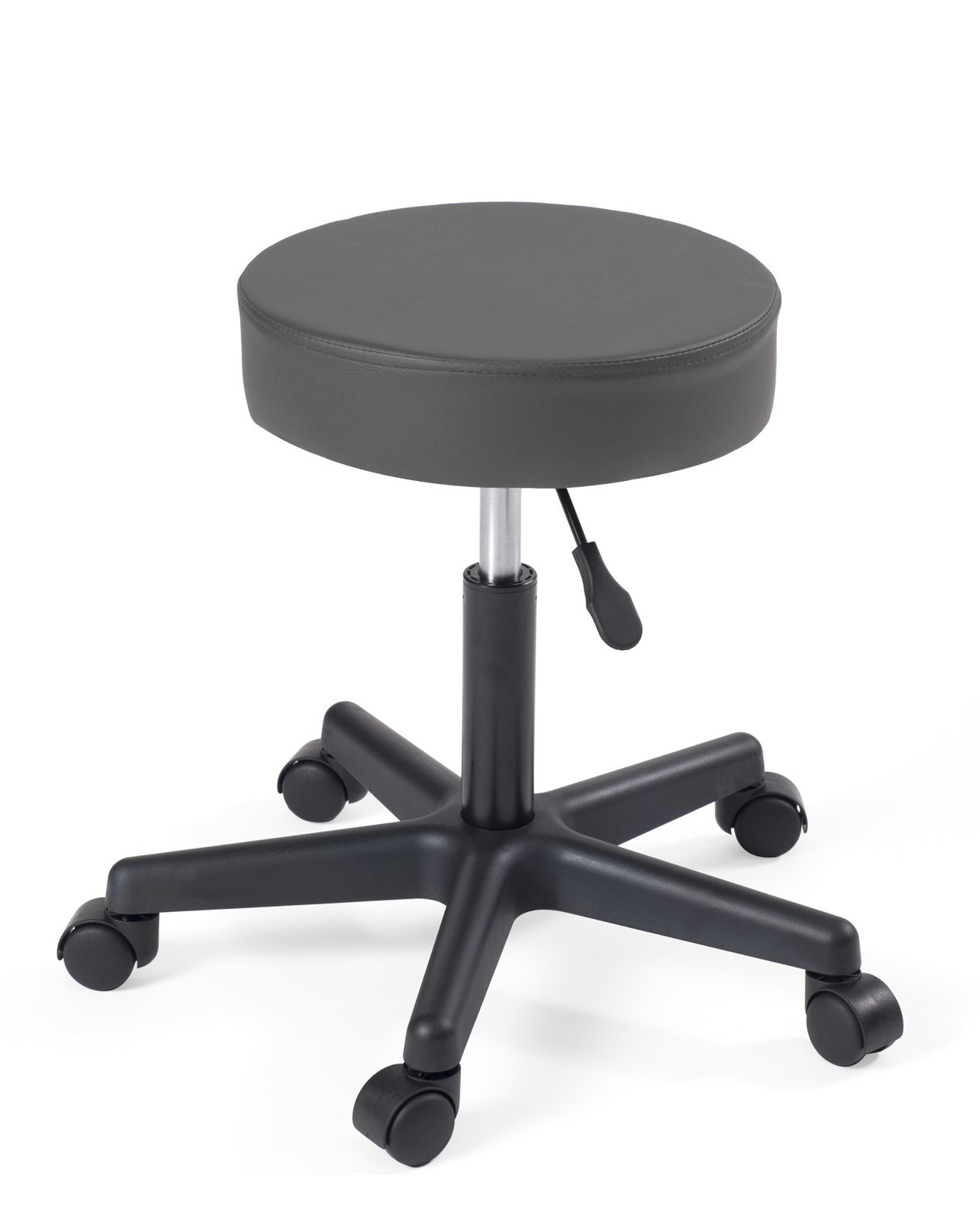 Tabouret à Roulettes Siège Rond Simili Rembourré Pivotant Hauteur Réglable YÉ (gris Foncé)