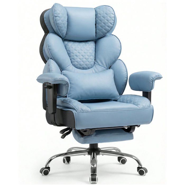 Chaise Gaming Ergonomique 180kg Support Lombaire Réglable et Repose Pieds Design Hybride Simili CuirMesh Dossier 150° - vue 4
