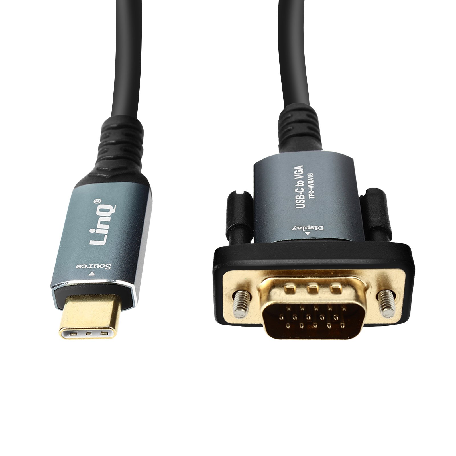 Câble USB-C vers VGA Full HD 1080p Plug and Play Longueur 1.8m LinQ