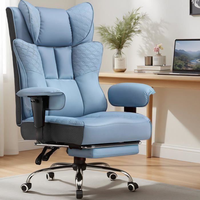 Chaise Gaming Ergonomique avec Repose Pieds Dossier Inclinable 150° Accoudoirs Pivotants PU Capacité 180kg - vue 5