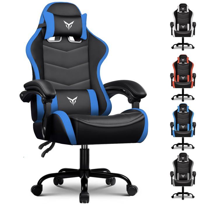 Chaise Gaming Ergonomique avec Support Lombaire et Appui Tête Réglables Fauteuil de Bureau - vue 5