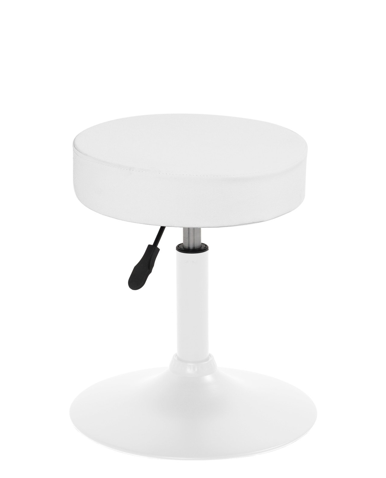 Tabouret simili rond rembourré pivotant hauteur réglable 43 à 57 cm YU (blanc)