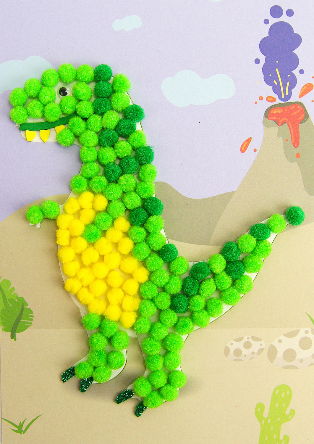 Tableau en pompons Dinosaure Activité enfant 3-8 ans