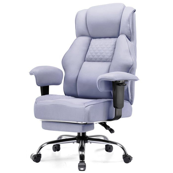 Chaise Gaming Ergonomique en Tissu Premium Large Fauteuil de Bureau Pivotant avec Repose Pieds Réglable - vue 5