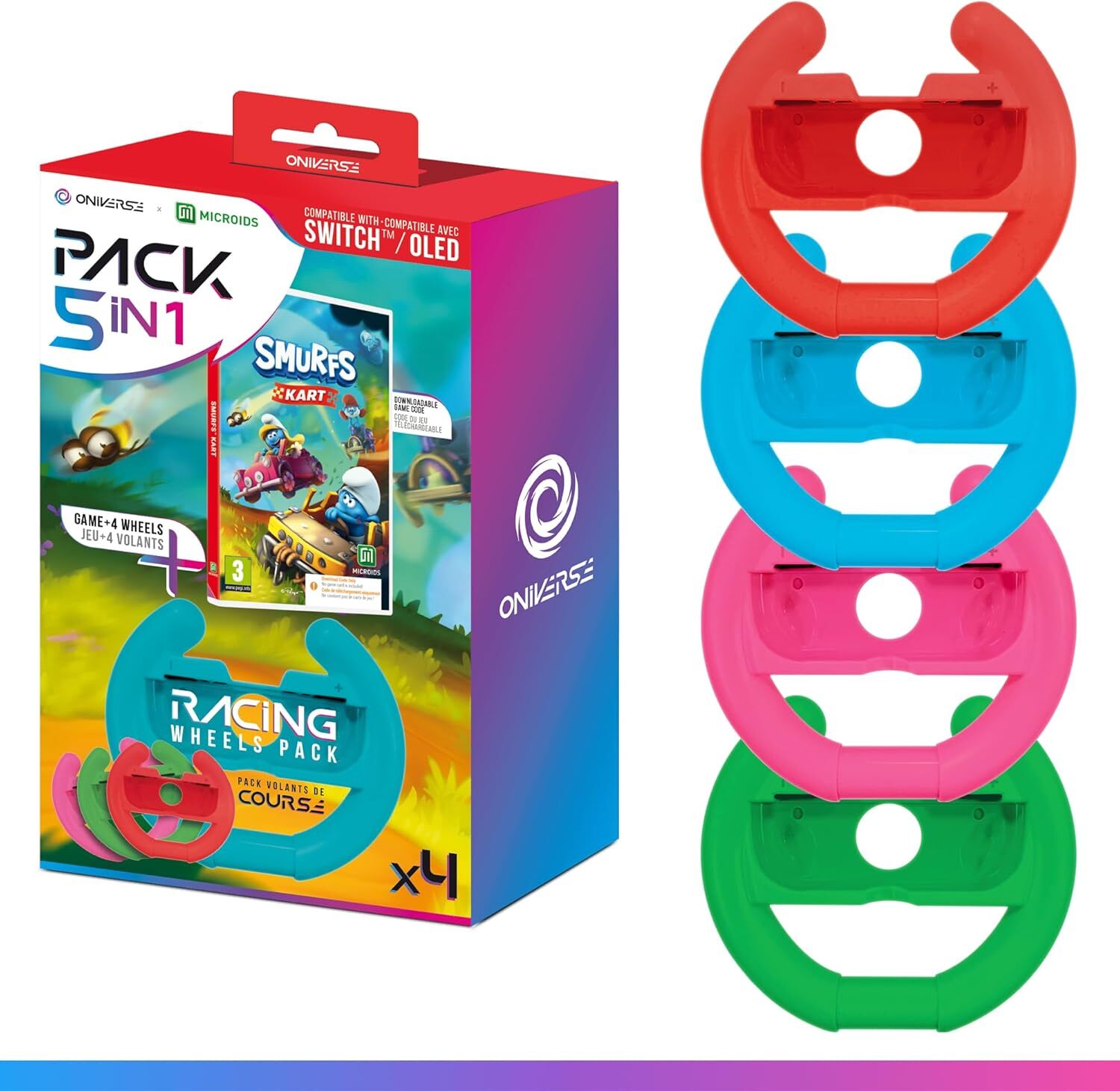 Volants de course Oniverse x4 + Jeu Schtroumpf Kart Code Compatible avec Nintendo Switch & Switch OLED - vue 2