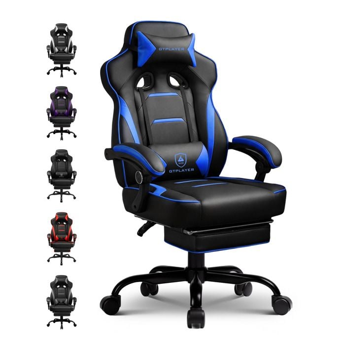 Chaise Gaming Ergonomique Repose Pieds Support Lombaire Appui Tête Réglables 180kg Inclinaison 155° - vue 5