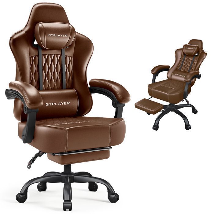Chaise Gaming Ergonomique Synchrone Accoudoirs Réglables Coussins LombaireTête Siège Épais PU - vue 2