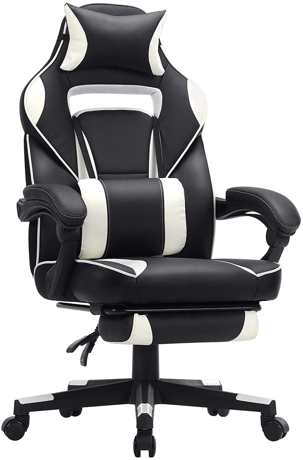 NO NAME Fauteuil de bureau chaise gaming gamer avec coussin blanc et noir