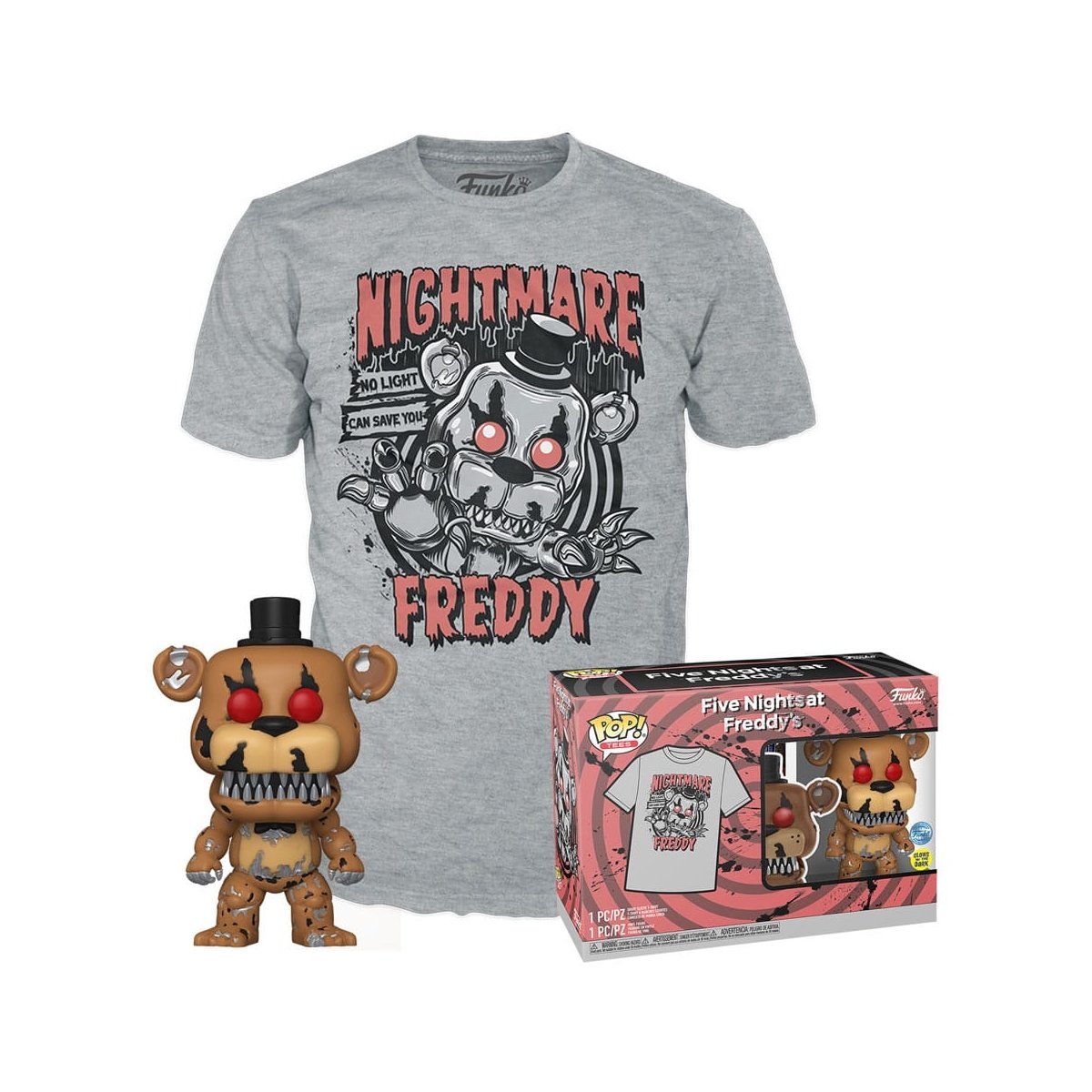 Five Nights at Freddy's - Set POP! & Tee figurine et T-Shirt Nightmare Freddy(GW) - Taille S