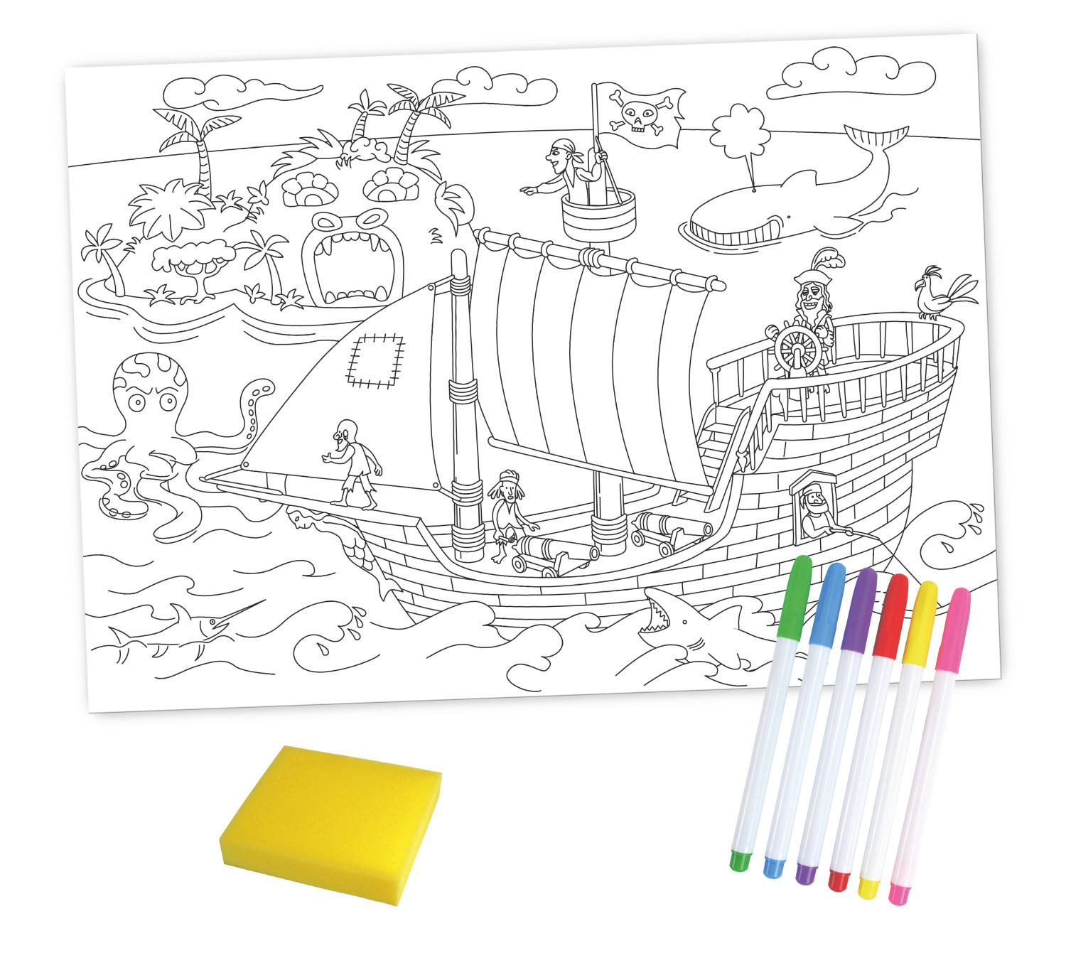 Kit enfant Coloriage set Pirate avec feutres