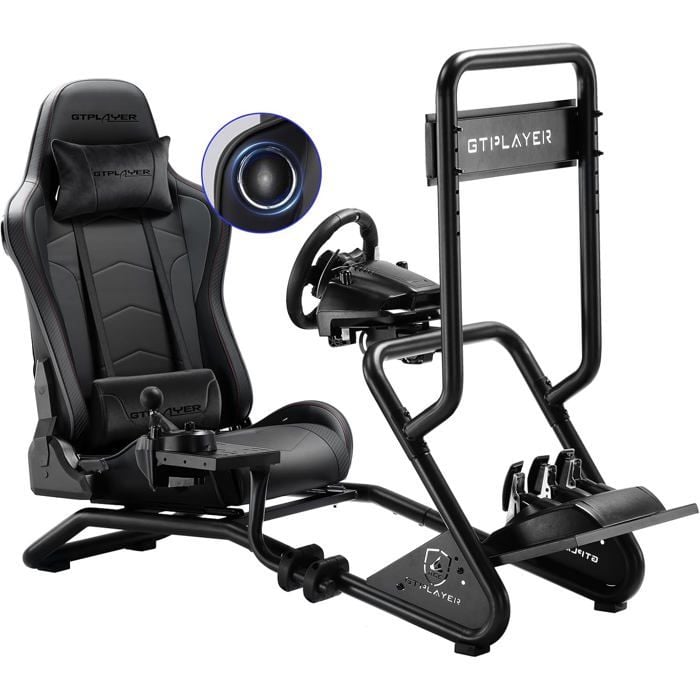 Simulateur de Conduite avec Siège Haut parleurs 3D Support Ecran Volant et Levier Réglables - vue 5