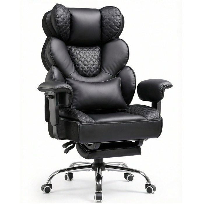 Chaise Gaming Ergonomique 180kg Support Lombaire Réglable et Repose Pieds Design Hybride Simili CuirMesh Dossier 150° - vue 6
