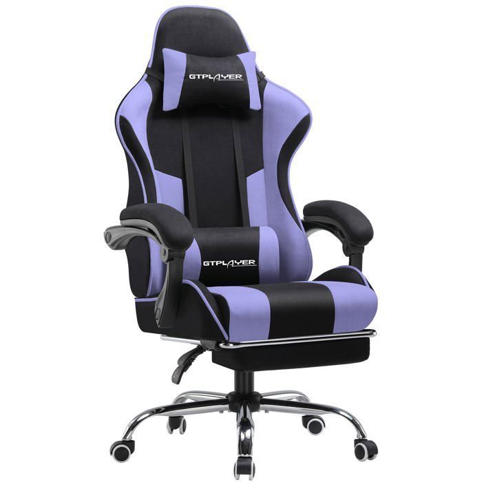 Chaise de gaming chaise de bureau Ergonomique avec Dossier réglable à 135° Tissu - vue 5