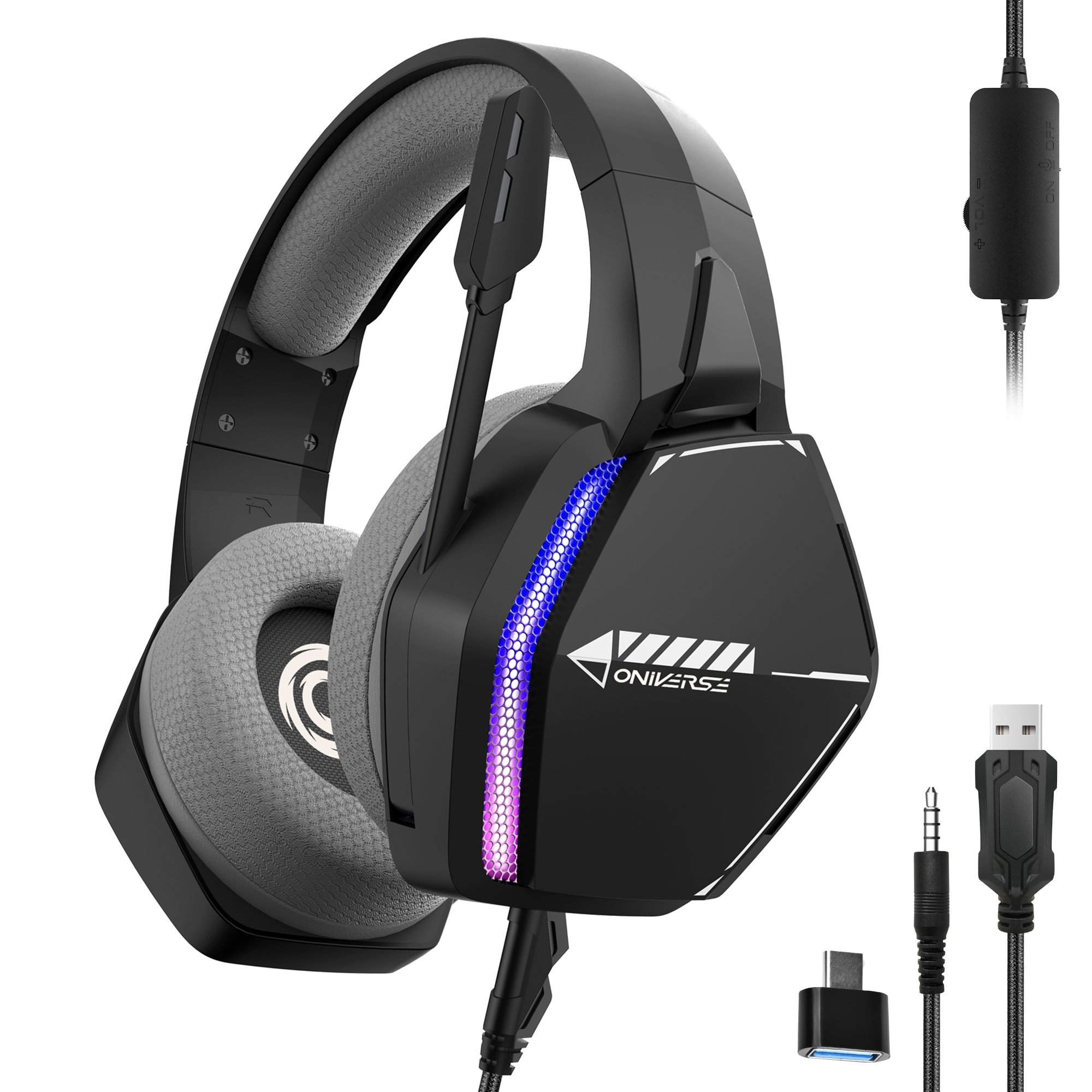 Casque Gaming PS5/PS4/Switch/Xbox/PC - Oniverse - Micro réglable et Haut-parleurs 50mm - Nebula Noir