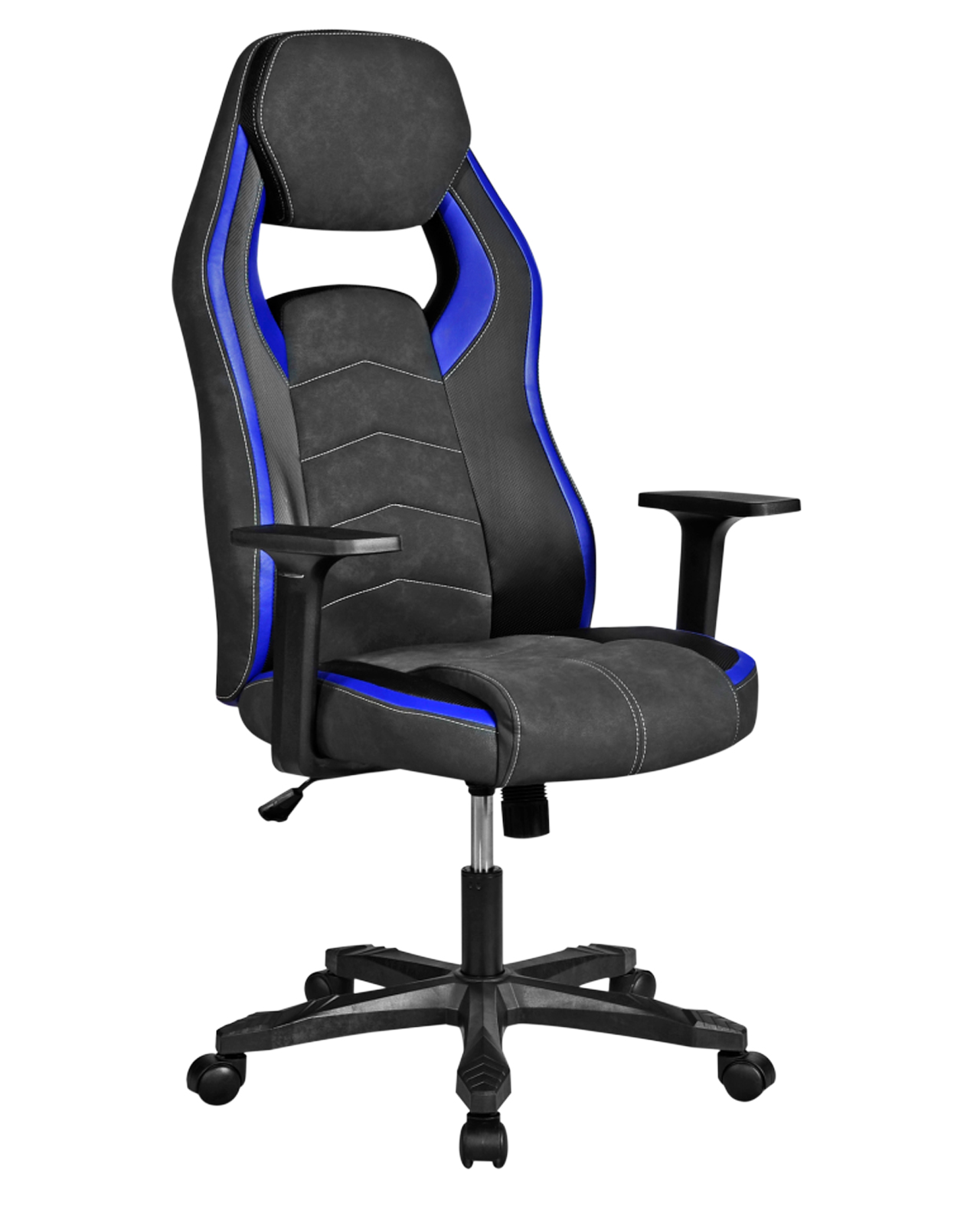 Fauteuil chaise gamer premium, siège basculant simili cuir & alcantara, hauteur réglable, pivotant, double rembourrage, roulettes souples AZUL