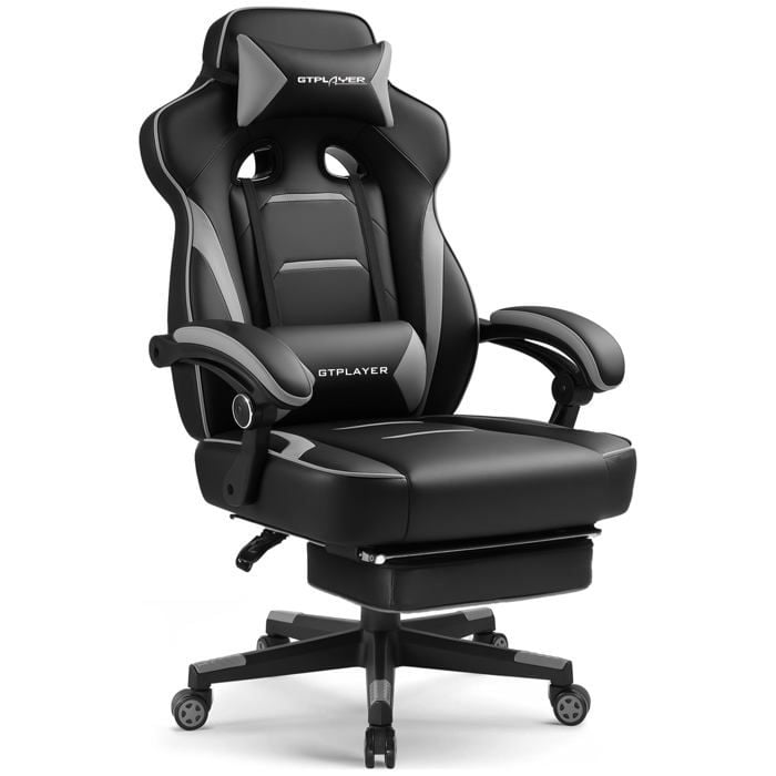 Chaise Gaming Ergonomique Repose Pieds Support Lombaire Appui Tête Réglables 180kg Inclinaison 155° - vue 7