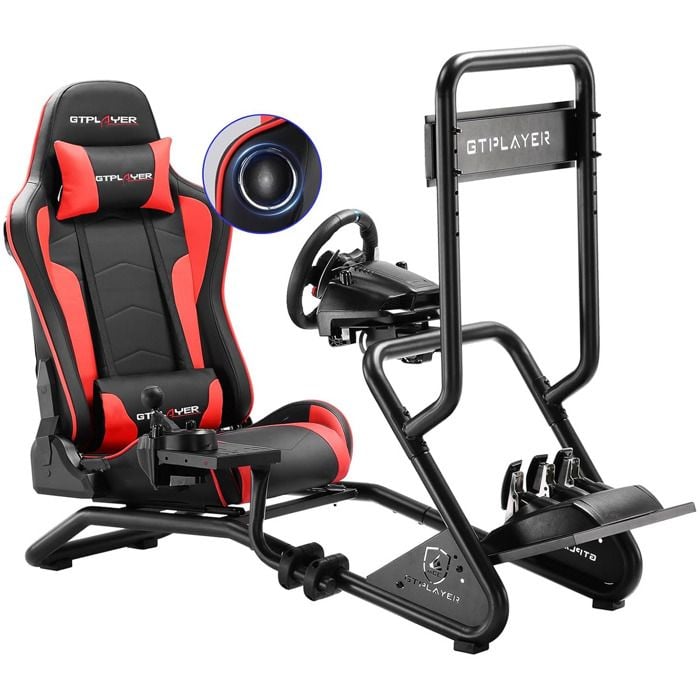 Simulateur de Conduite avec Siège Haut parleurs 3D Support Ecran Volant et Levier Réglables - vue 4