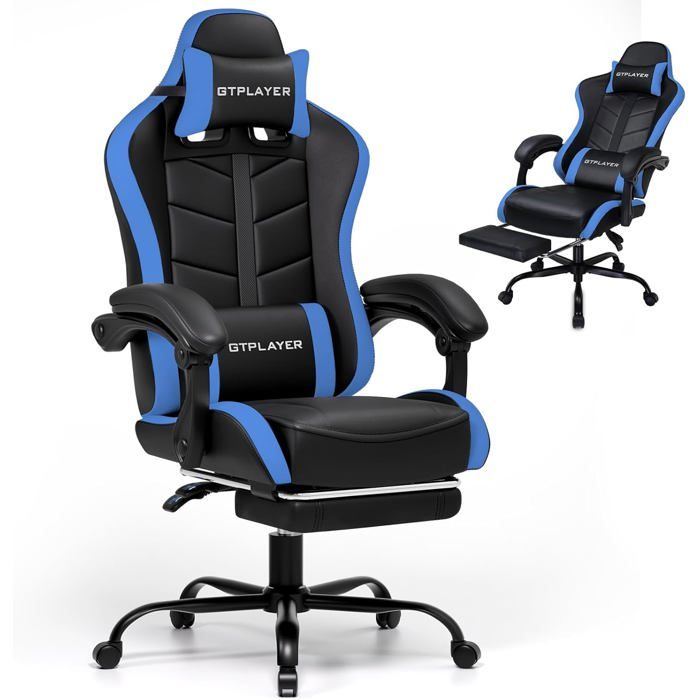 Fauteuil Gaming Chaise Gaming Ergonomique Avec Repose Pieds Appui Tête Réglable Support Lombaire - vue 4