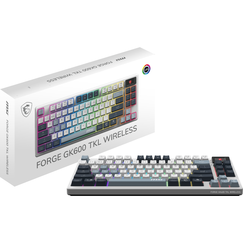 Clavier Gamer MSI FORGE GK600 TKL WIRELESS SKY - PBT - S11-43FRP01-HH9 - Blanc, Bleu - 943 g
