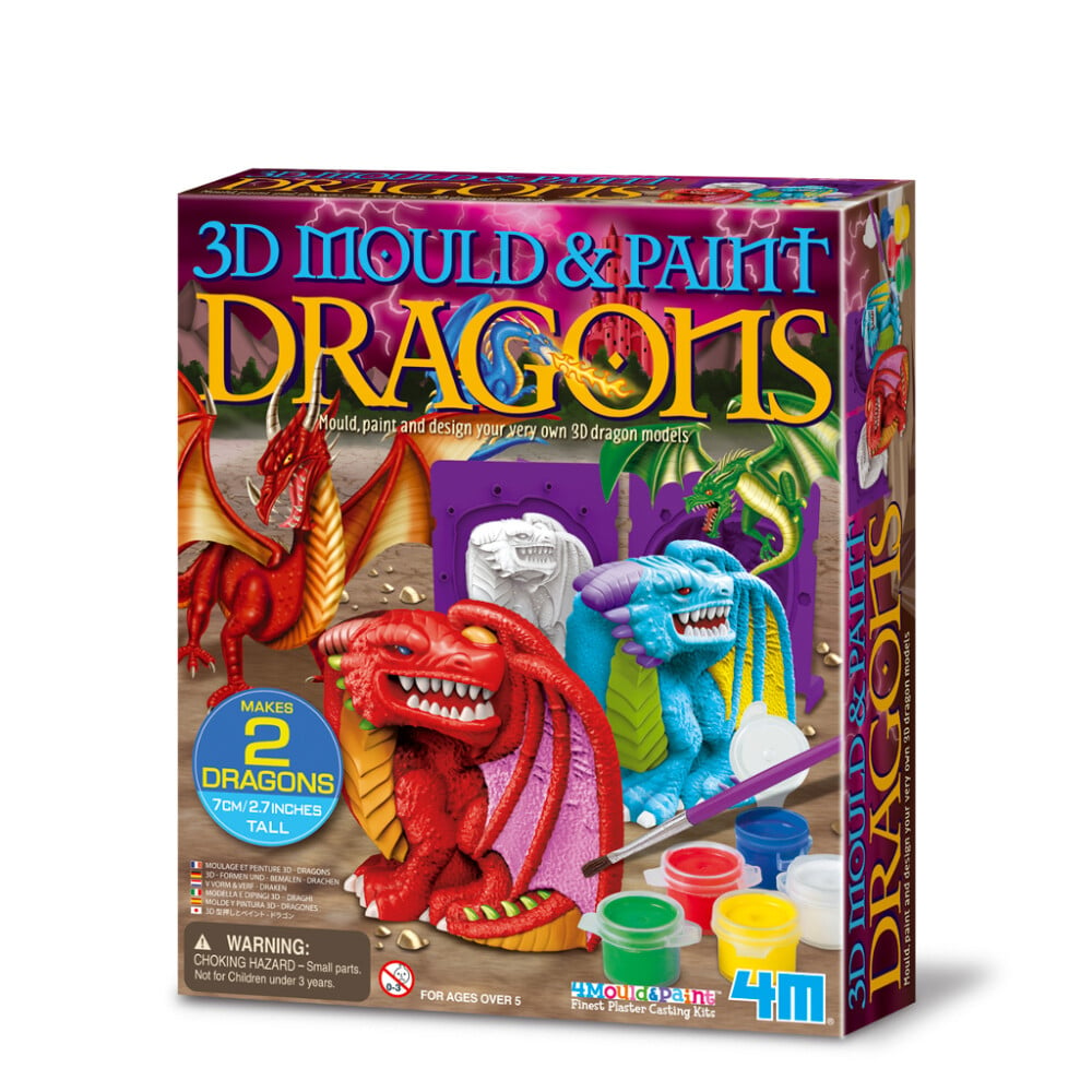 4M Crea KIT DE MOULAGE: DRAGONS 3D, boîte 18x22x5cm, 5+ - Version Anglaise