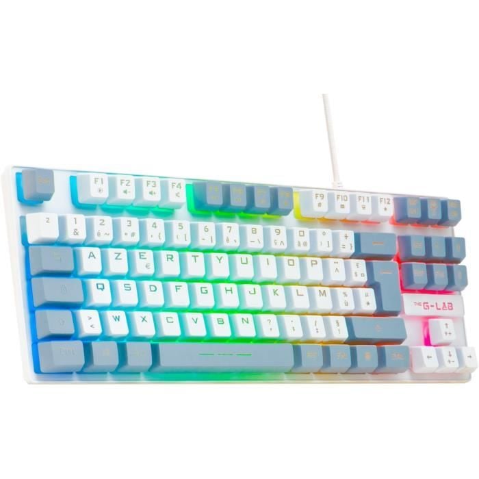 Clavier Gamer THE G-LAB KEYZ CAESIUM - RGB - Blanc & gris - TKL - USB