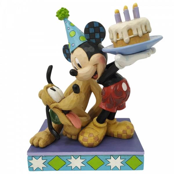 Figurine Enesco Disney Showcase - Mickey - Pluto et Mickey anniversaire