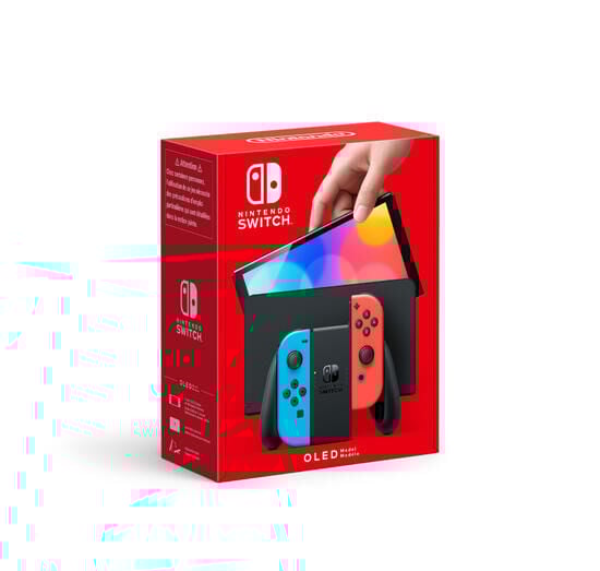 Nintendo Switch (modèle OLED) avec manettes Joy-Con bleu néon / rouge néon Nintendo Switch (modèle OLED) avec manettes Joy-Con bleu néon / rouge néon
