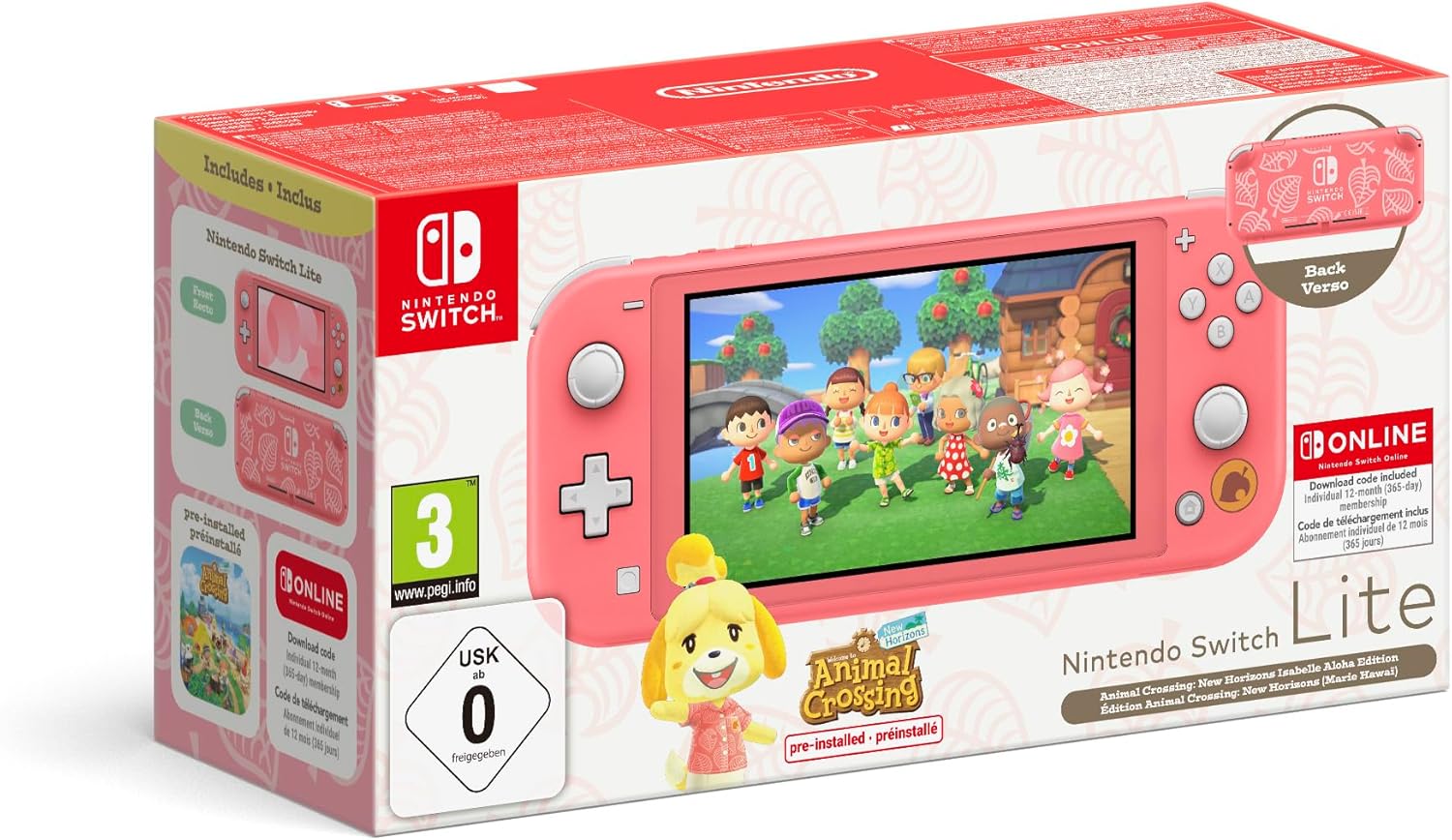 Console Nintendo Switch Lite Edition Animal Crossing : New Horizons - Marie Hawaï